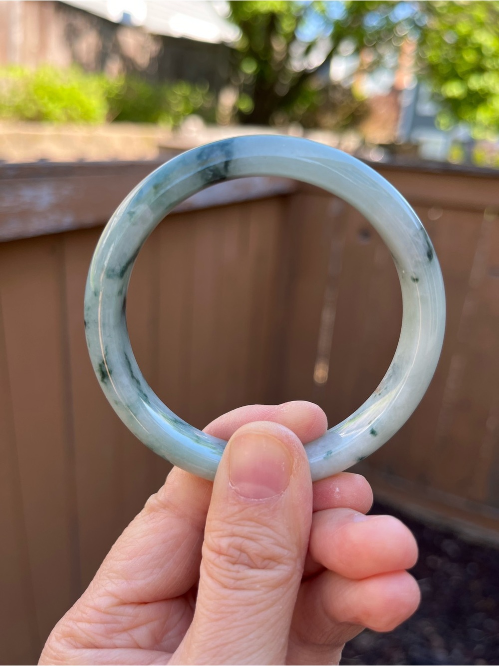 BW094-L 55.8mm Certified Untreated Grade A Burmese Jadeite Bangle Jade Bracelet